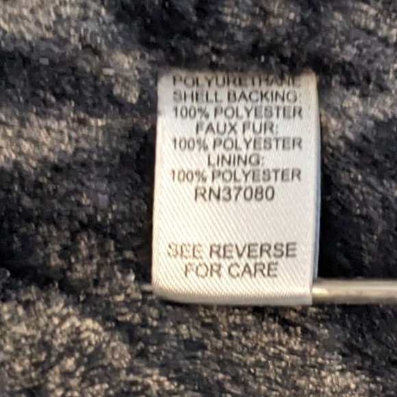 Cato Black Fleece Lined Faux Leather Bomber Jacket Size Large - Picture 9 of 9